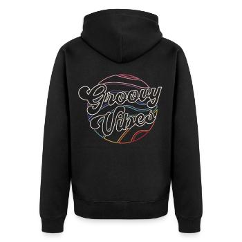 Groovy Vibes Good Vibes Bohemian 70s Cadeau Rétro - Veste à capuche bio Premium Unisexe - noir - Dos - Nico (187cm)