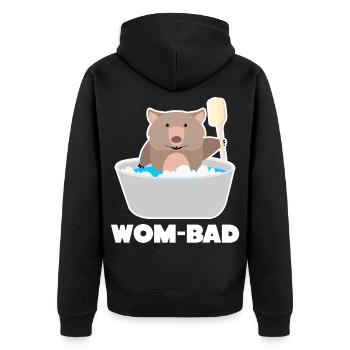 Wombat badet in Badewanne - lustig - Unisex Premium Bio Zip Hoodie - Schwarz - Hinten - Nico (187cm)
