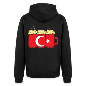 Turquie Pays pavillon Cadeau de brassage - Veste à capuche bio Premium Unisexe - noir - Dos - Nico (187cm)
