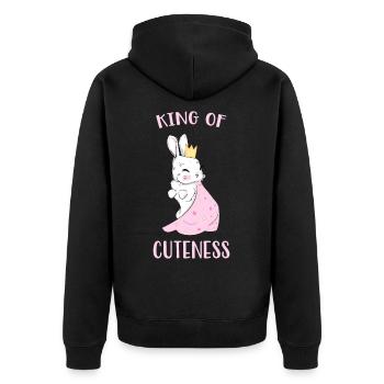 Niedlicher Hase lustiges Kaninchen süßes Tier - Unisex Premium Bio Zip Hoodie - Schwarz - Hinten - Nico (187cm)