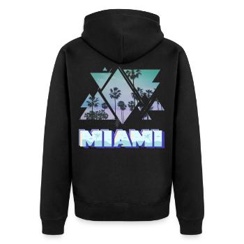 Miami Florida Sommer Sonne Palmen USA Amerika - Unisex Premium Bio Zip Hoodie - Schwarz - Hinten - Nico (187cm)