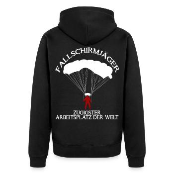 Fallschirmjäger - lustiger Spruch Witz - Unisex Premium Bio Zip Hoodie - Schwarz - Hinten - Nico (187cm)