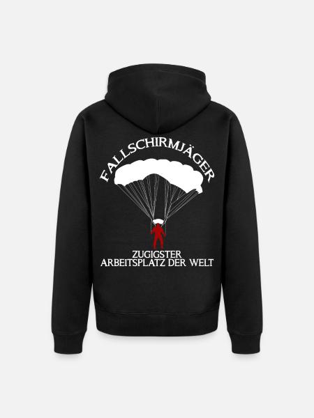 Fallschirmjäger - lustiger Spruch Witz - Unisex Premium Bio Zip Hoodie - Schwarz
