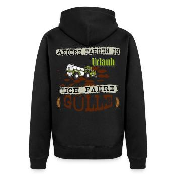 Gülle fahren - Landwirtschaft - Gülleurlaub - Unisex Premium Bio Zip Hoodie - Schwarz - Hinten - Nico (187cm)