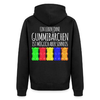 Gummibärchen lustiger Spruch Witz - Unisex Premium Bio Zip Hoodie - Schwarz - Hinten - Nico (187cm)