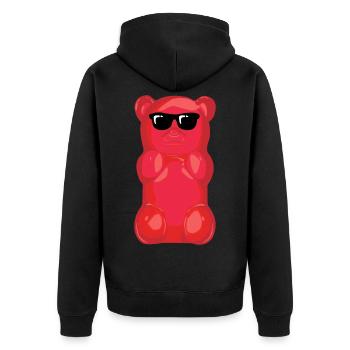 Gummy bears with sunglasses graphics - Unisex Premium Organic Zip Hoodie - black - Back - Nico (187cm)