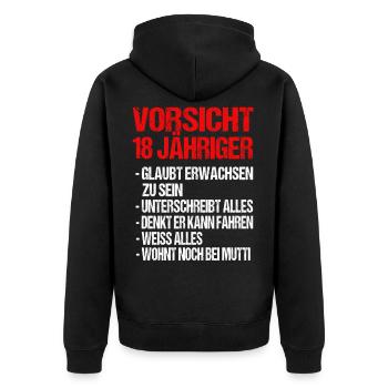 18 Jahre 18 Geburtstag Geschenk - Unisex Premium Bio Zip Hoodie - Schwarz - Hinten - Nico (187cm)