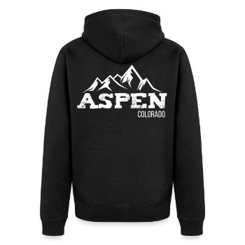 Aspen Colorado - Unisex Premium Bio Zip Hoodie - Schwarz - Hinten - Nico (187cm)