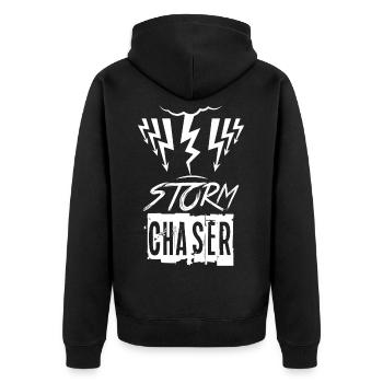 Storm Chaser gift for lightning & thunder friends - Unisex Premium Organic Zip Hoodie - black - Back - Nico (187cm)