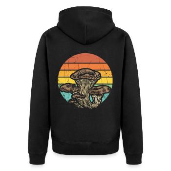 Mushrooms Friends Gift Forest Find & collect mushrooms - Unisex Premium Organic Zip Hoodie - black - Back - Nico (187cm)