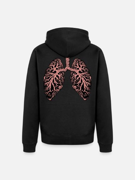Lungs drawing anatomy - Unisex Premium Organic Zip Hoodie - black