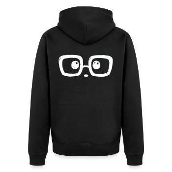 Regard étonné avec lunettes... - Veste à capuche bio Premium Unisexe - noir - Dos - Nico (187cm)
