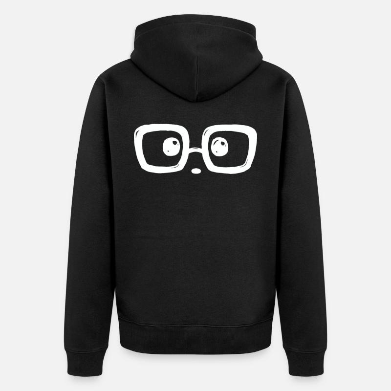 Regard étonné avec lunettes... - Veste à capuche bio Premium Unisexe - noir