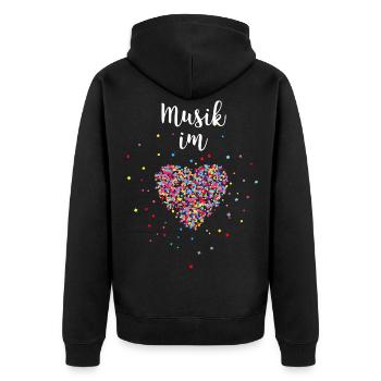 Ich liebe Musik Buntes Herz - Unisex Premium Bio Zip Hoodie - Schwarz - Hinten - Nico (187cm)