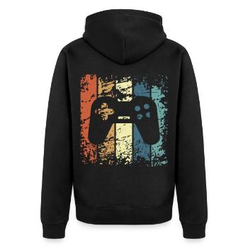 Game console controller retro vintage gift - Unisex Premium Organic Zip Hoodie - black - Back - Nico (187cm)