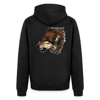 Tier in mir - Unisex Premium Bio Zip Hoodie - Schwarz - Hinten - Nico (187cm)