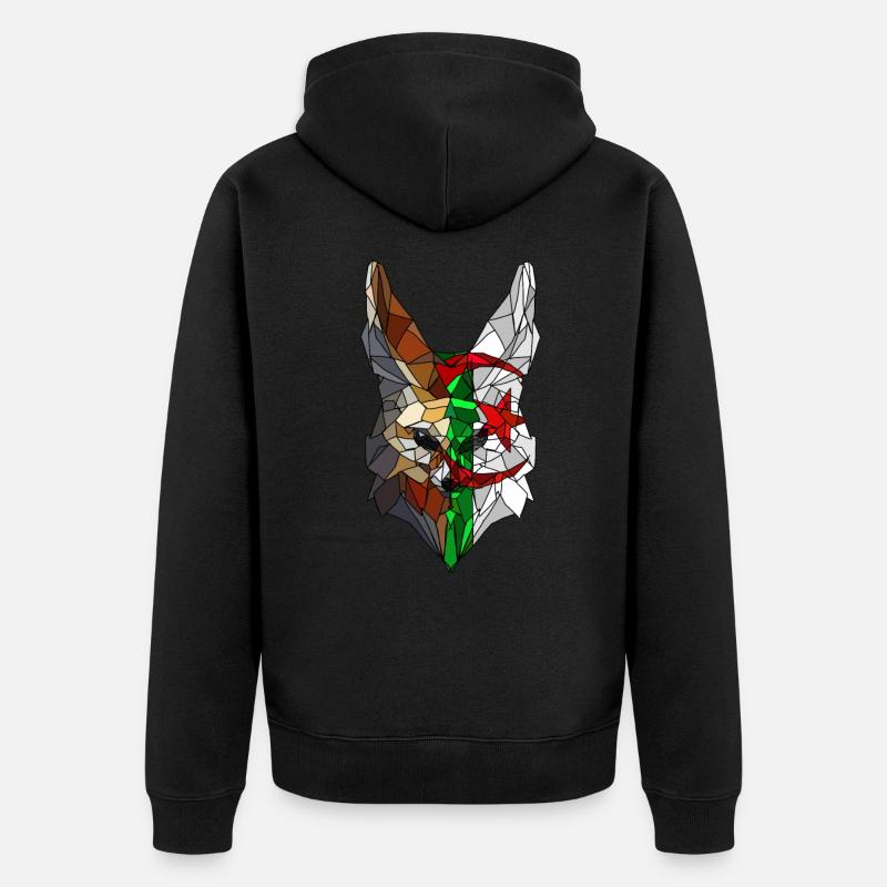 Fennec et drapeau de l'Algérie en polysphère - Veste à capuche bio Premium Unisexe - noir