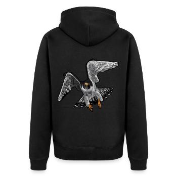 Falknerei Greifvogel Geschenk für Falken Freunde - Unisex Premium Bio Zip Hoodie - Schwarz - Hinten - Nico (187cm)