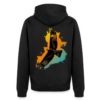 Falkner mit Falke Geschenk für Falken Freunde - Unisex Premium Bio Zip Hoodie - Schwarz - Hinten - Nico (187cm)
