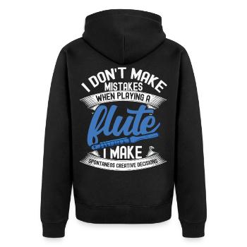 Flutist Perfect Flute Aerophone Gift Flute - Unisex Premium Organic Zip Hoodie - black - Back - Nico (187cm)