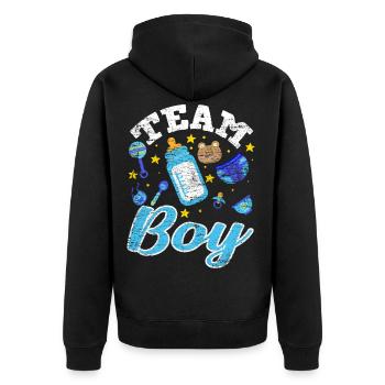 Team Boy Gender Reveal Baby Party - Unisex Premium Bio Zip Hoodie - Schwarz - Hinten - Nico (187cm)