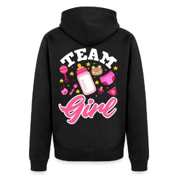 Team Girl Gender Reveal Baby Party - Unisex Premium Bio Zip Hoodie - Schwarz - Hinten - Nico (187cm)