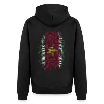 TEAM SURINAME - Unisex Premium Bio Zip Hoodie - Schwarz - Hinten - Nico (187cm)