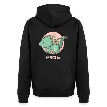 Fliegender Harajuku-Drache - Unisex Premium Bio Zip Hoodie - Schwarz - Hinten - Nico (187cm)