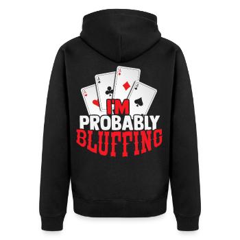 Poker - Unisex Premium Bio Zip Hoodie - Schwarz - Hinten - Nico (187cm)