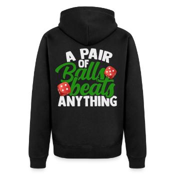 Poker - Unisex Premium Bio Zip Hoodie - Schwarz - Hinten - Nico (187cm)