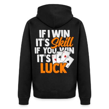 Poker - Unisex Premium Bio Zip Hoodie - Schwarz - Hinten - Nico (187cm)