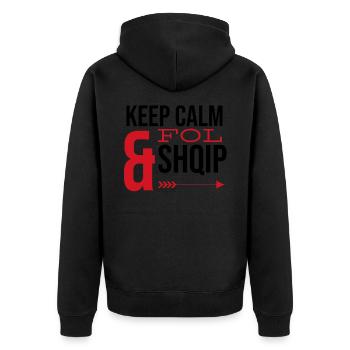 Keep calm and fol shqip Kuq e Zi Shqiptar Albaner - Unisex Premium Bio Zip Hoodie - Schwarz - Hinten - Nico (187cm)