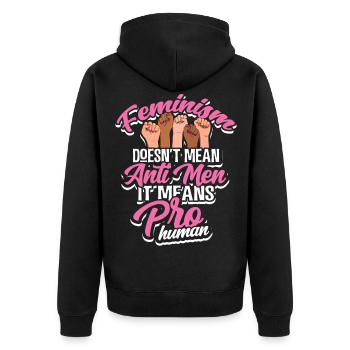Feministin - Unisex Premium Bio Zip Hoodie - Schwarz - Hinten - Nico (187cm)