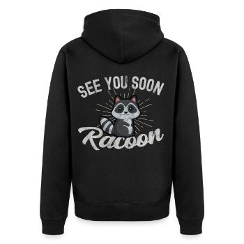 Waschbär - Unisex Premium Bio Zip Hoodie - Schwarz - Hinten - Nico (187cm)