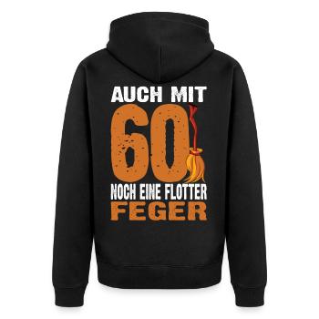 Auch Mit 60 Noch Ein Flotter Feger 60. Geburtstag - Unisex Premium Bio Zip Hoodie - Schwarz - Hinten - Nico (187cm)