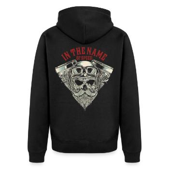 Sportwagen Motorblock Auto Rennwagen Geschenk - Unisex Premium Bio Zip Hoodie - Schwarz - Hinten - Nico (187cm)