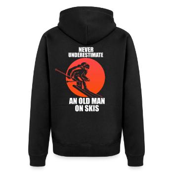 An Old Man On Skis Winter Skiing Downhill Ski Gran - Unisex Premium Bio Zip Hoodie - Schwarz - Hinten - Nico (187cm)