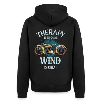 Motorrad Therapie Wind vintage Biker Geschenk - Unisex Premium Bio Zip Hoodie - Schwarz - Hinten - Nico (187cm)