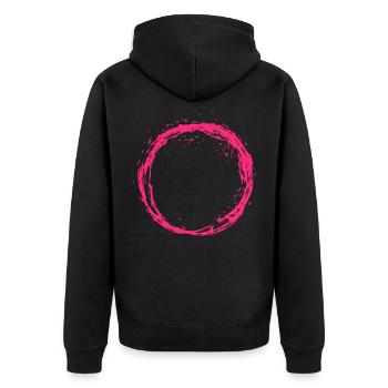 Kreis Rosa - Unisex Premium Bio Zip Hoodie - Schwarz - Hinten - Nico (187cm)