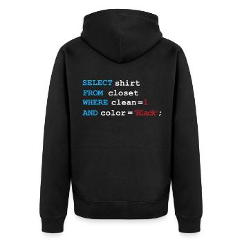 Developer Devops morning routine SQL Select - Unisex Premium Organic Zip Hoodie - black - Back - Nico (187cm)