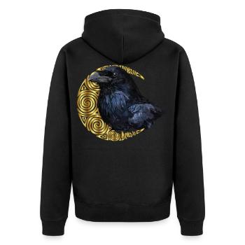 Raven - Unisex Premium Organic Zip Hoodie - black - Back - Nico (187cm)