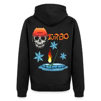 Hockey Winter Wintersport Winterzeit Sport Skull - Unisex Premium Bio Zip Hoodie - Schwarz - Hinten - Nico (187cm)