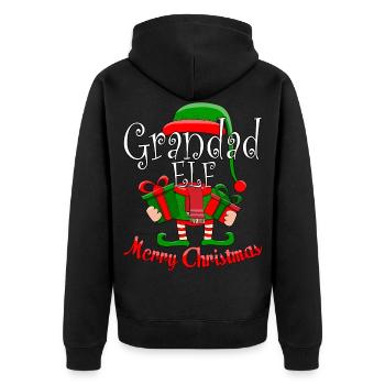 Grand-père Elf Famille Assorti cadeau de Pyjama de Noël - Veste à capuche bio Premium Unisexe - noir - Dos - Nico (187cm)