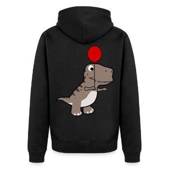 Dinos Tyrannosaurus mit Luftballon - Unisex Premium Bio Zip Hoodie - Schwarz - Hinten - Nico (187cm)