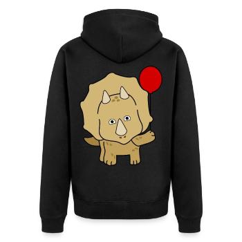 Dinos Triceratops mit Luftballon - Unisex Premium Bio Zip Hoodie - Schwarz - Hinten - Nico (187cm)