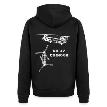 CH 47 Chinook Transport Hélicoptère Militaire - Veste à capuche bio Premium Unisexe - noir - Dos - Nico (187cm)