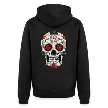 Crâne | Dia de los muertos | Le jour des morts - Veste à capuche bio Premium Unisexe - noir - Dos - Nico (187cm)