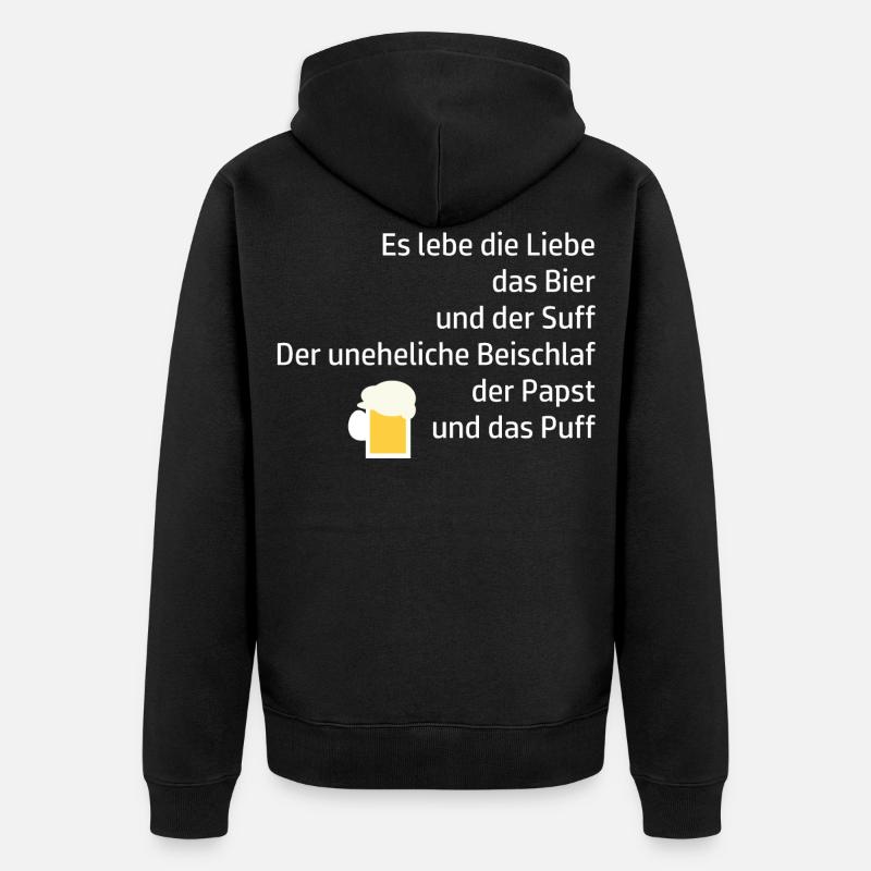Trinkspruch Lebe Suff Bier Papst - Unisex Premium Bio Zip Hoodie - Schwarz