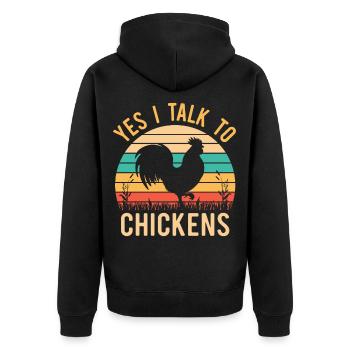 Oui je parle aux poulets - Veste à capuche bio Premium Unisexe - noir - Dos - Nico (187cm)