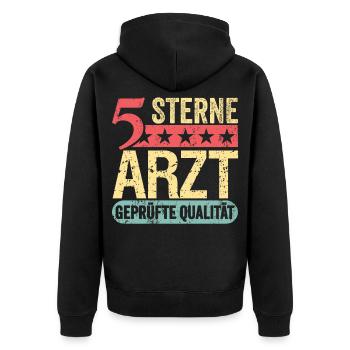 Lustiger Arzt Spruch - Unisex Premium Bio Zip Hoodie - Schwarz - Hinten - Nico (187cm)